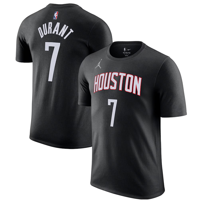 Men's Houston Rockets #7 Kevin Durant Black Statement Edition Name & Number T-Shirt